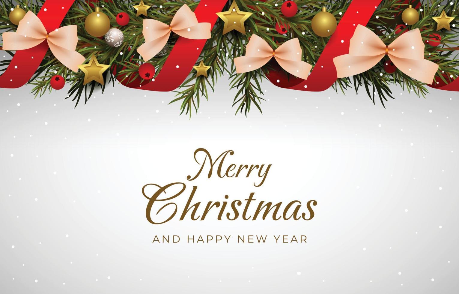 Merry Christmas With Wreath And Christmas Ornaments vector