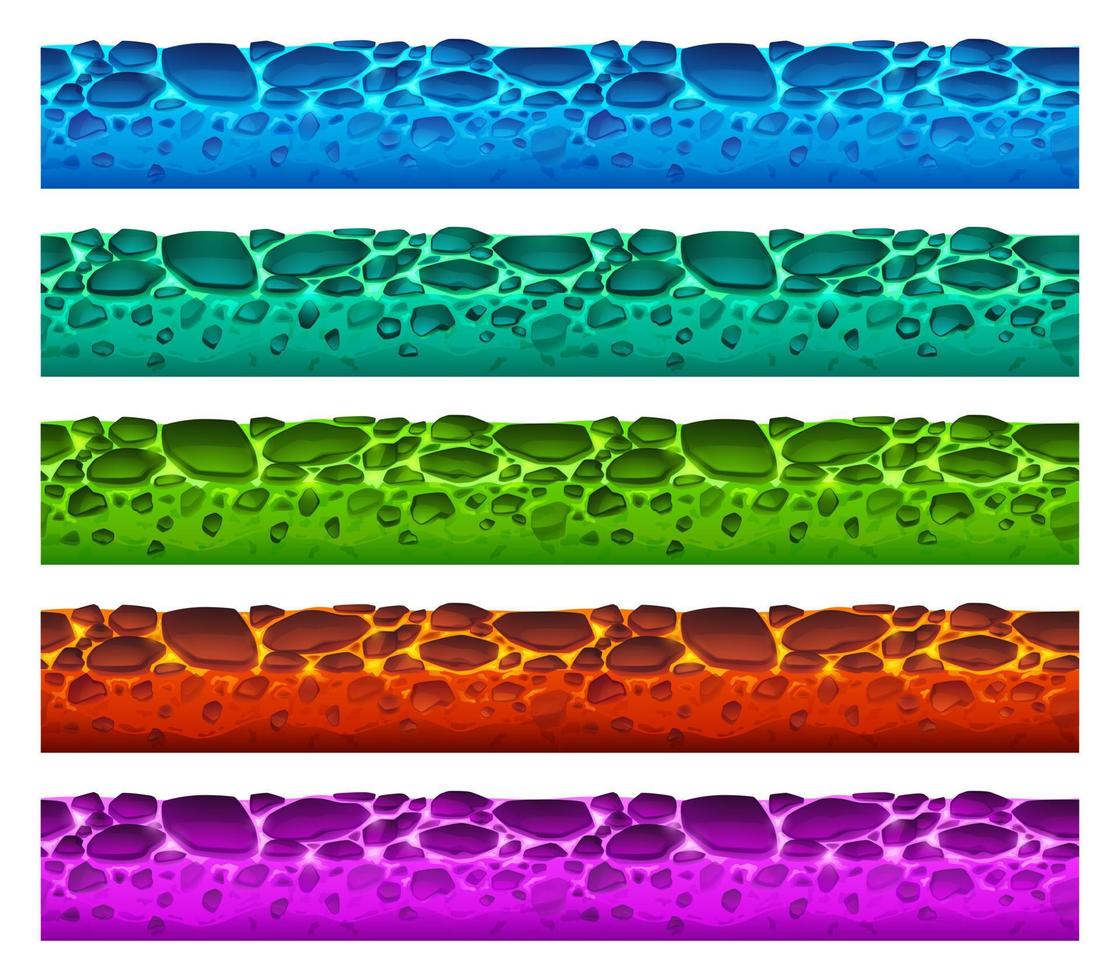 Game grounds textures of different colors lava vector