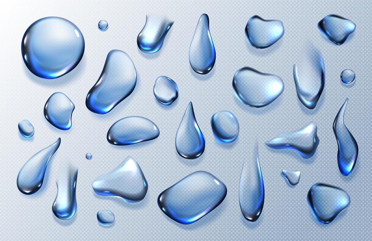 Clear water drops, dew or dripping rain droplets vector