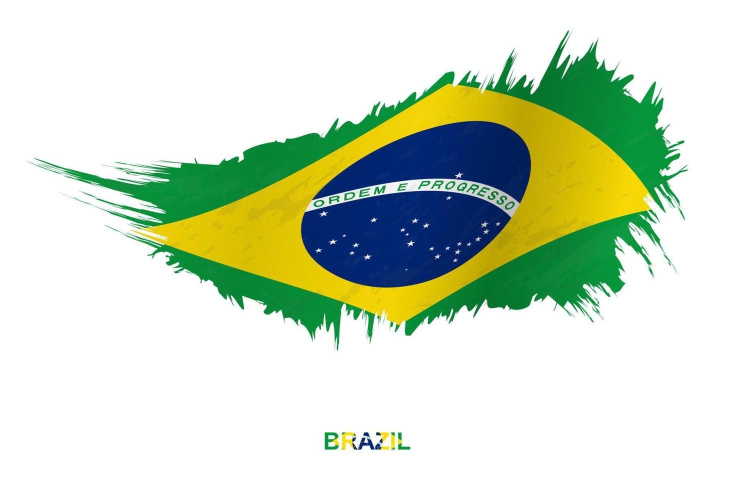 bandera de brasil en estilo grunge con efecto ondulante. vector