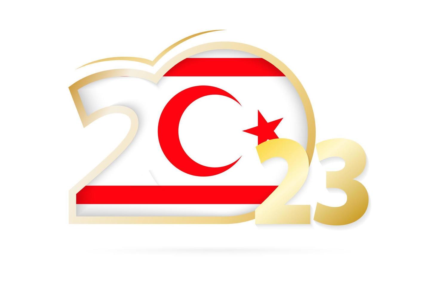 Year 2023 with Northern Cyprus Flag pattern. vector