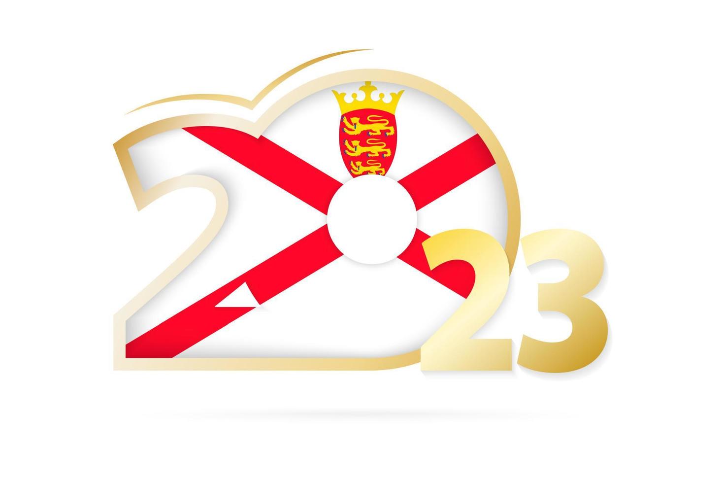 Year 2023 with Jersey Flag pattern. vector