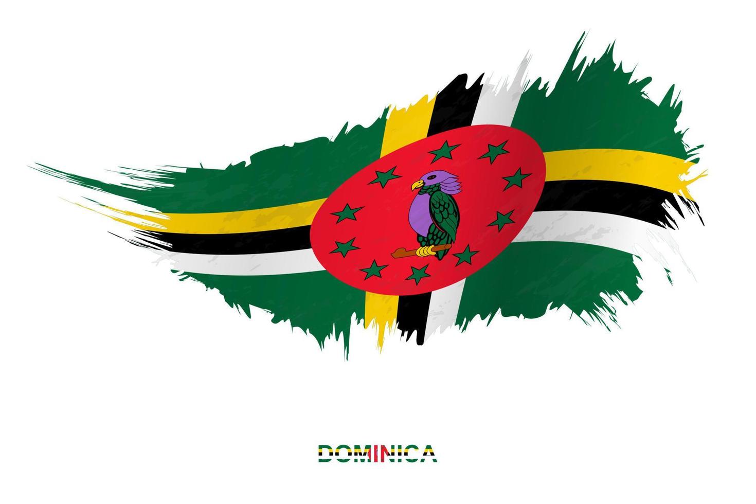 Flag of Dominica in grunge style with waving effect. vector