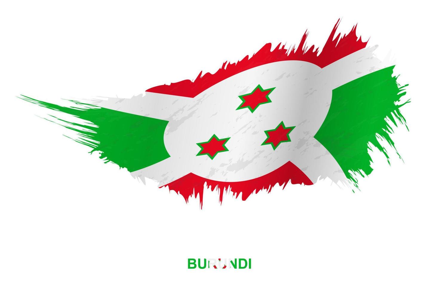 Flag of Burundi in grunge style with waving effect. vector