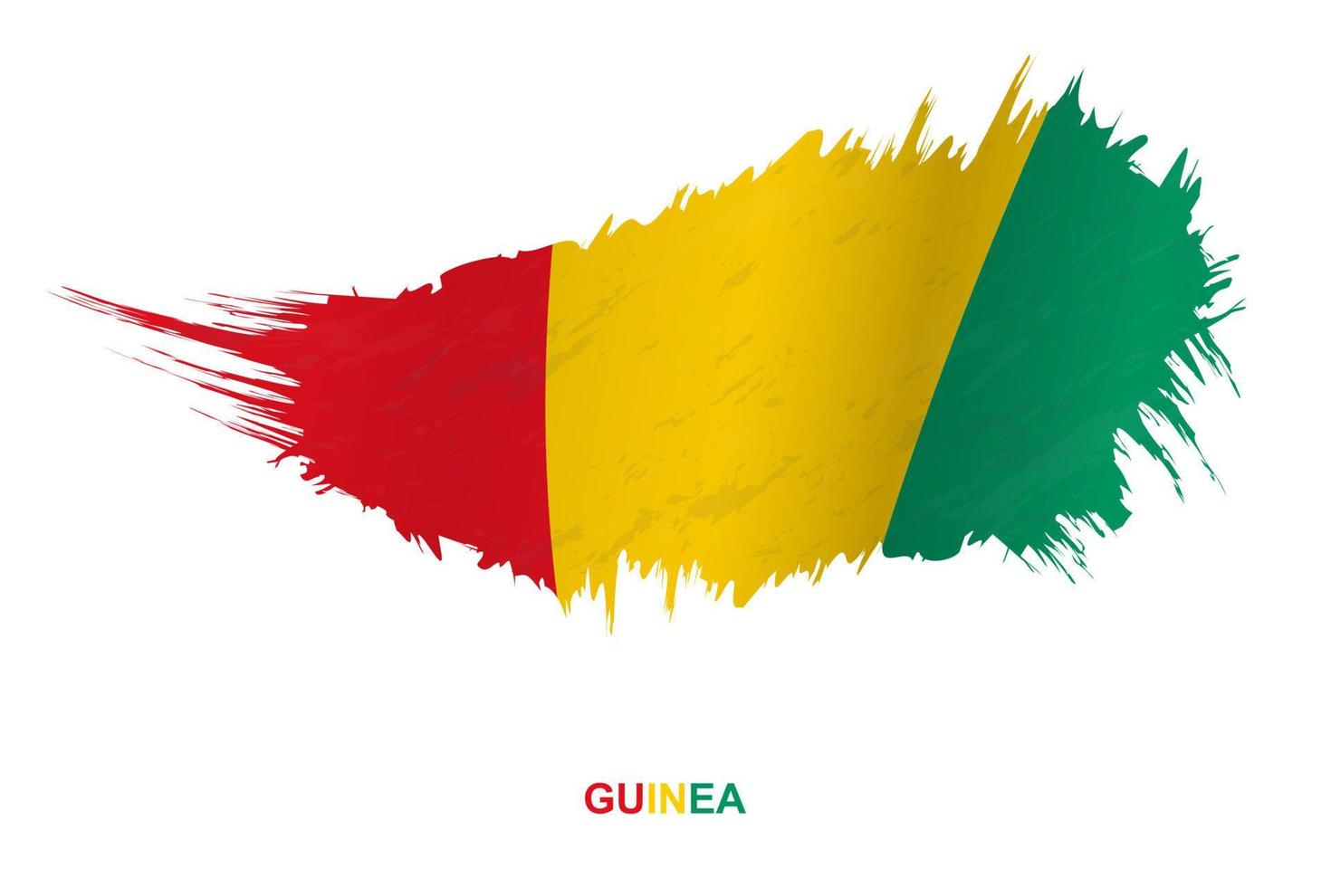 Flag of Guinea in grunge style with waving effect. vector