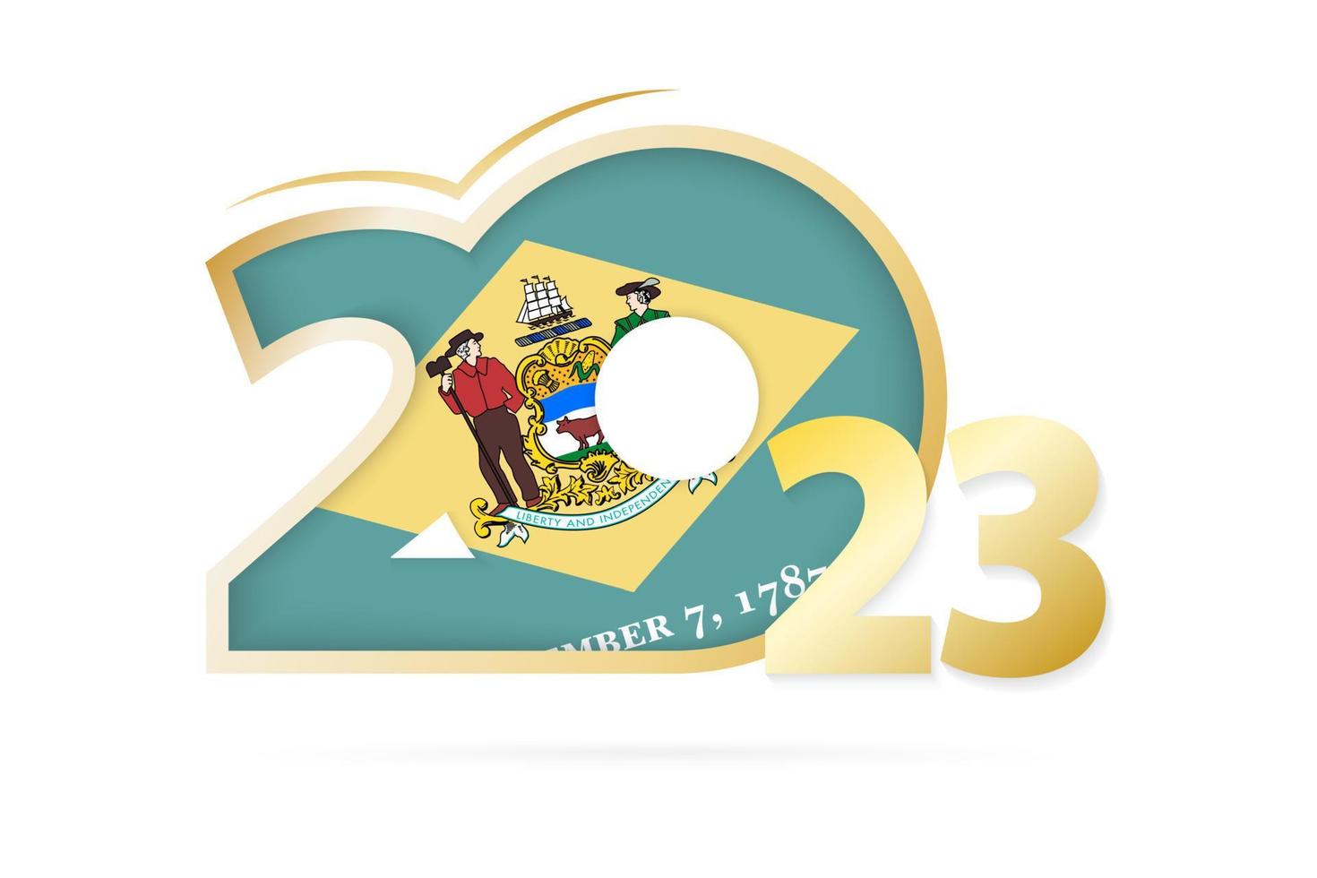 Year 2023 with Delaware Flag pattern. vector