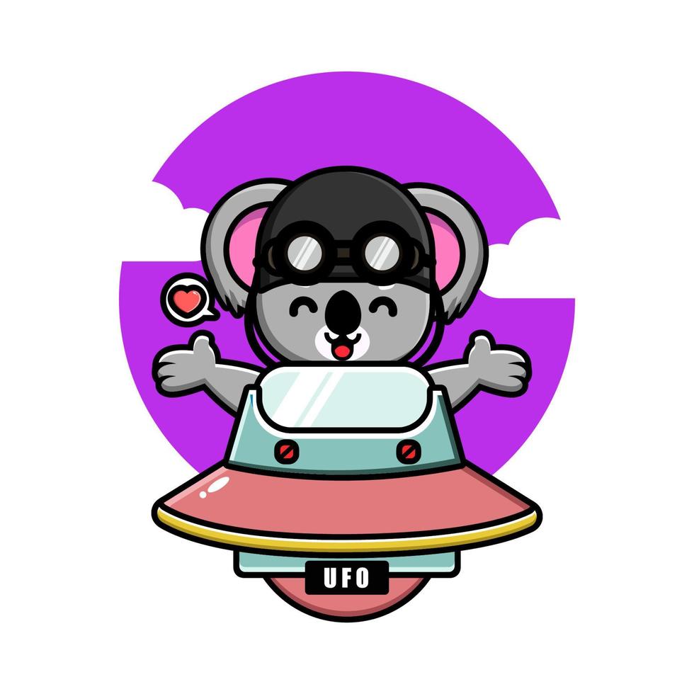 Cute koala on spaceship ufo vector