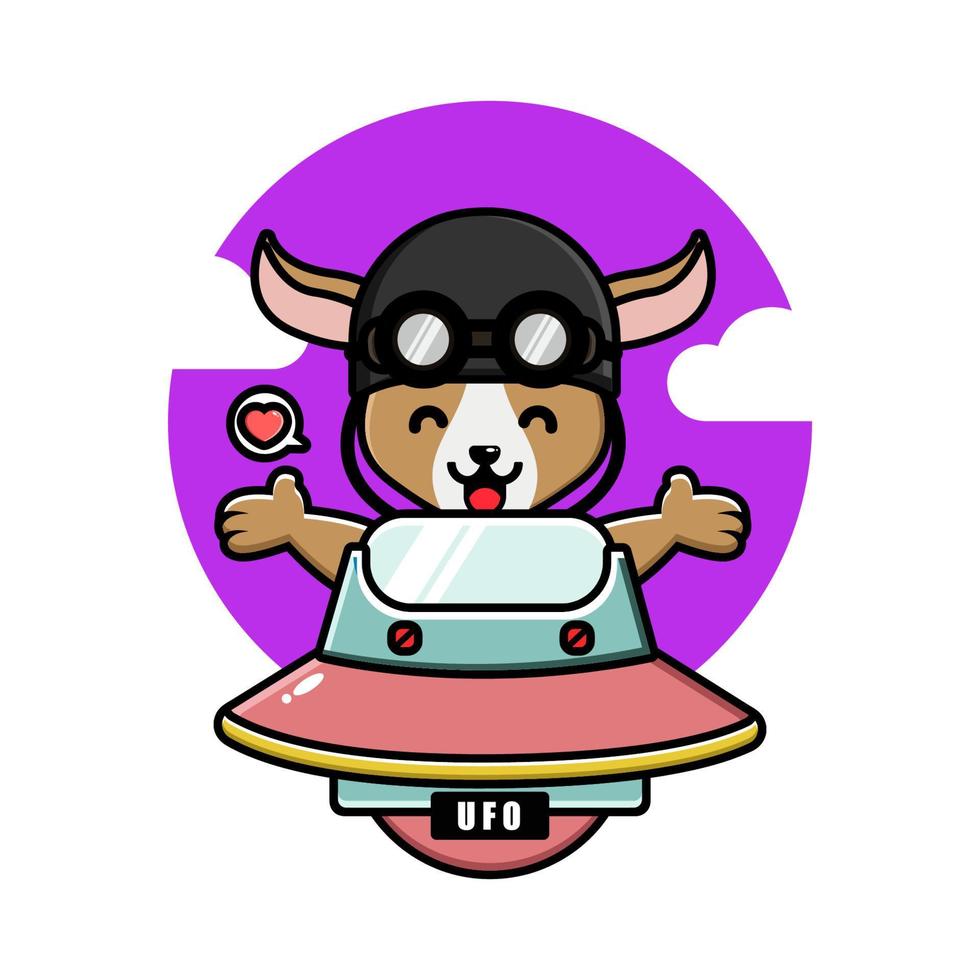 Cute goat on spaceship ufo vector