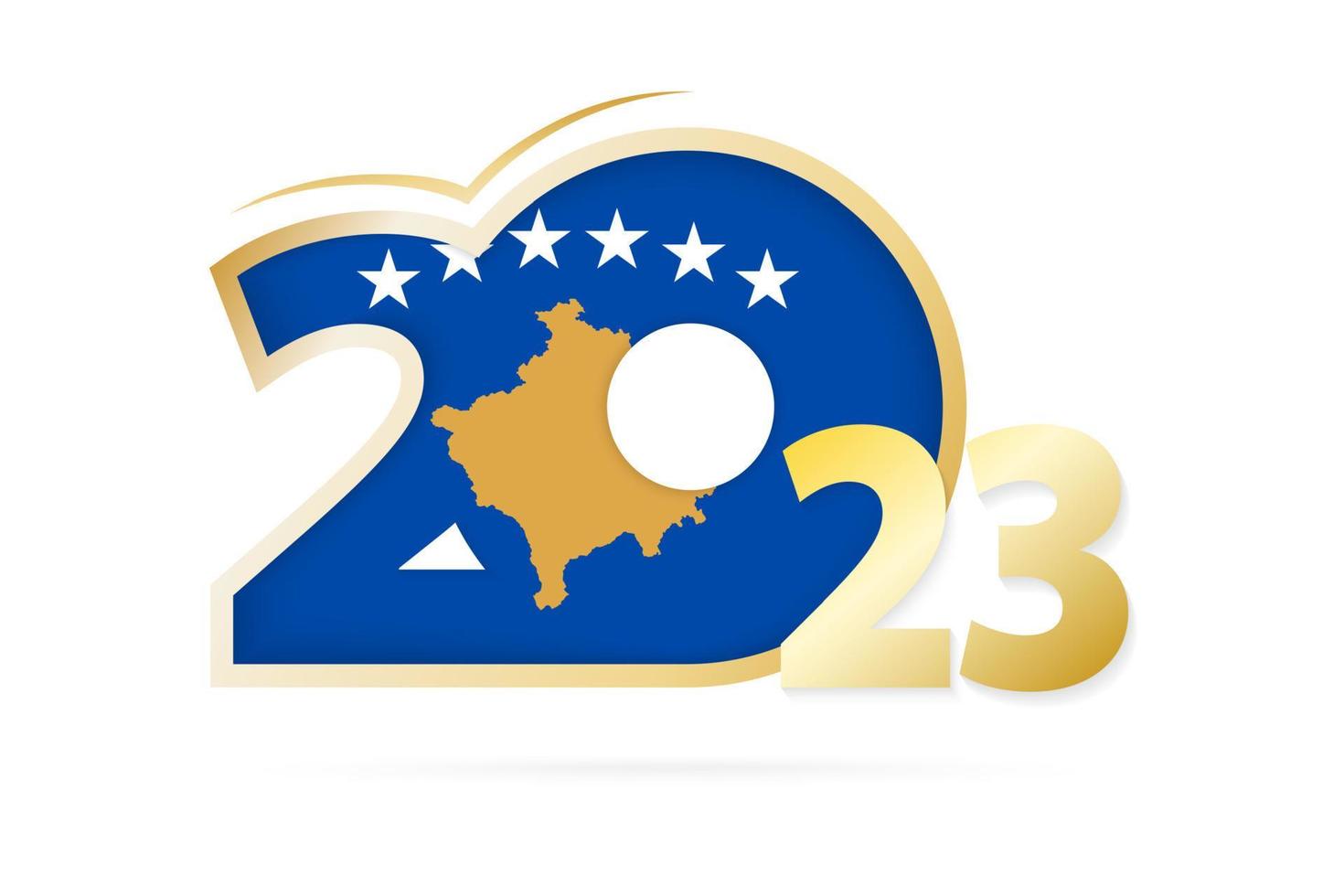 Year 2023 with Kosovo Flag pattern. vector