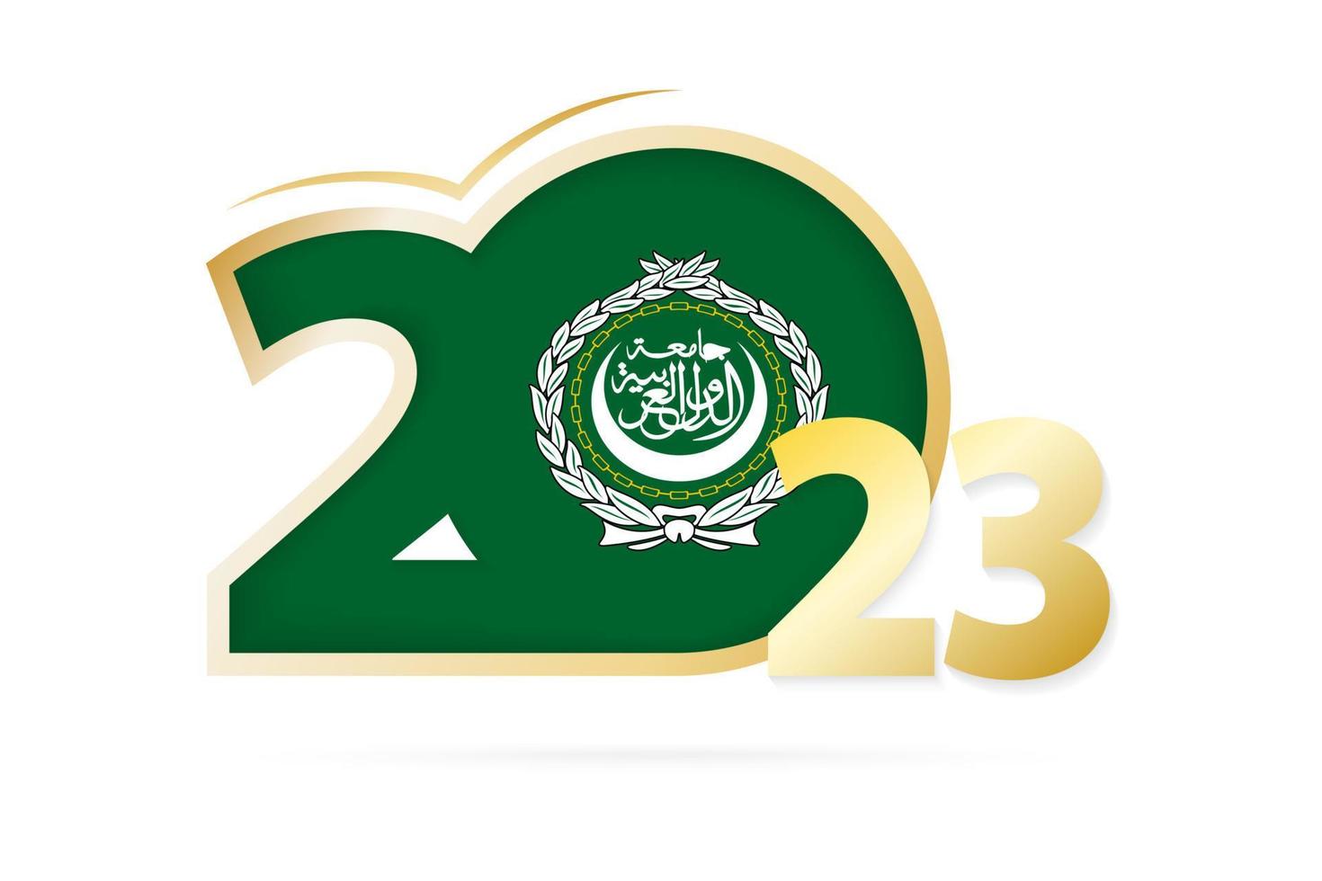 Year 2023 with Arab League Flag pattern. vector