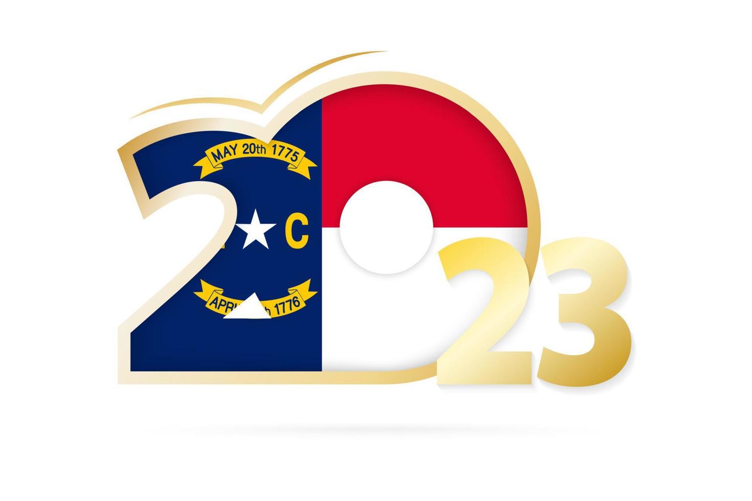 Year 2023 with North Carolina Flag pattern. vector
