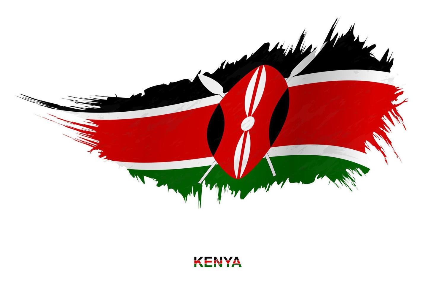 Flag of Kenya in grunge style with waving effect. vector