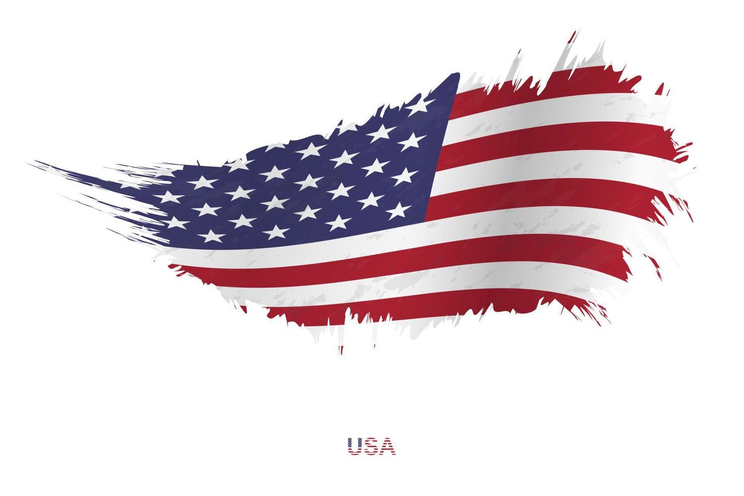 Flag of United States in grunge style with waving effect. vector