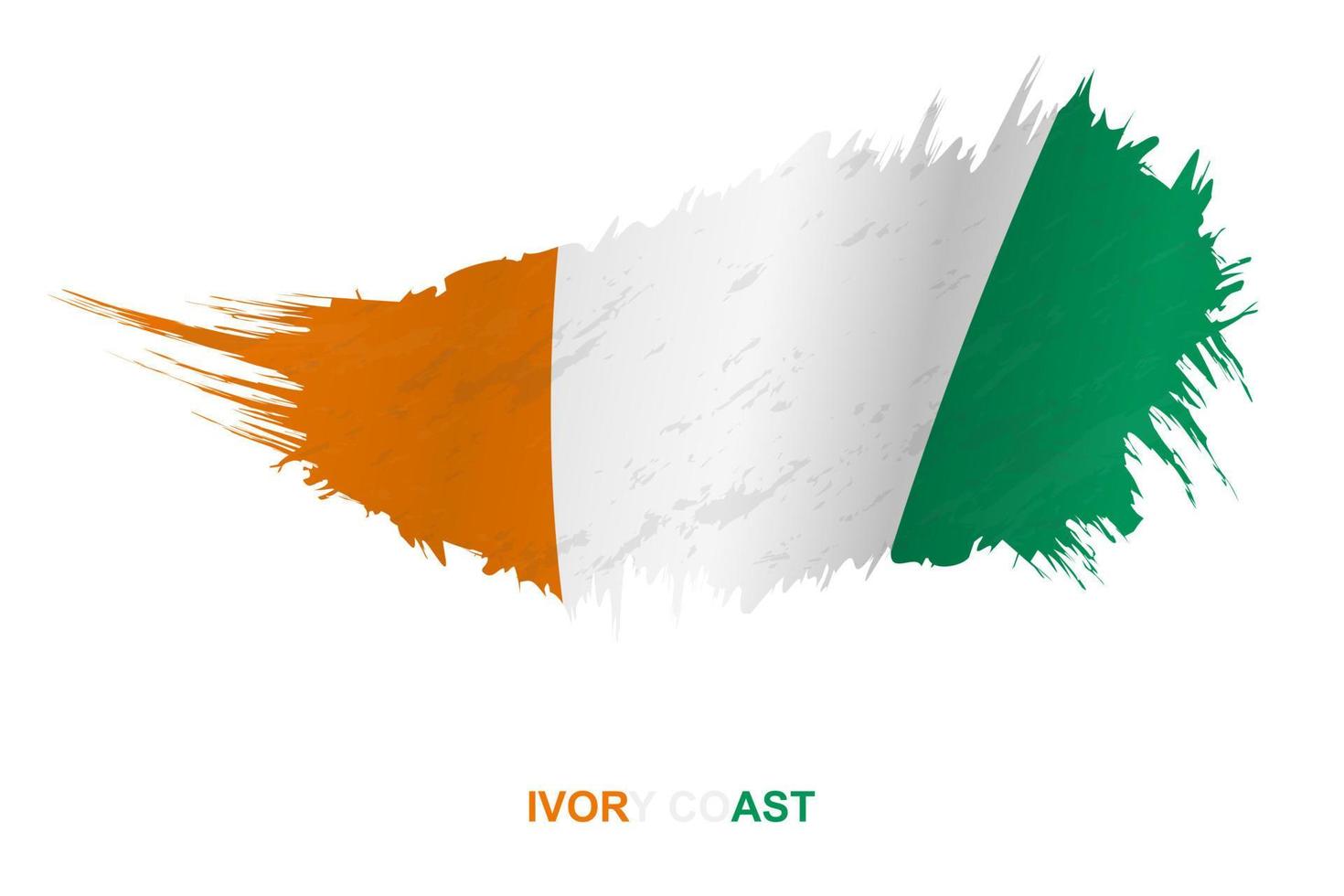 Flag of Ivory Coast in grunge style with waving effect. vector