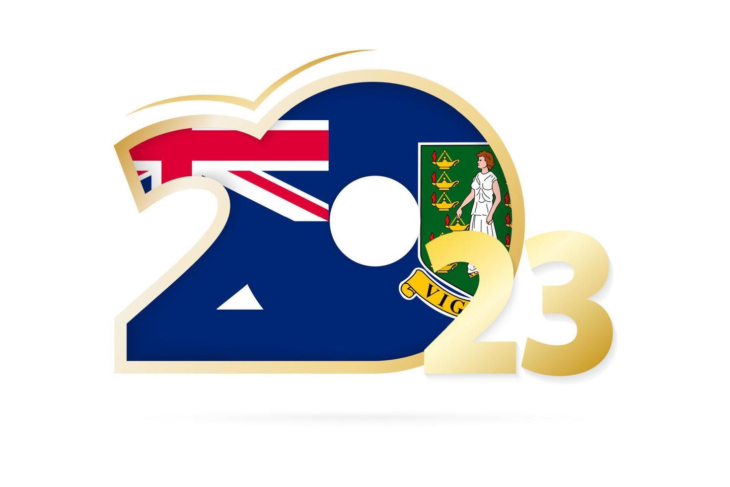 Year 2023 with British Virgin Islands Flag pattern. vector