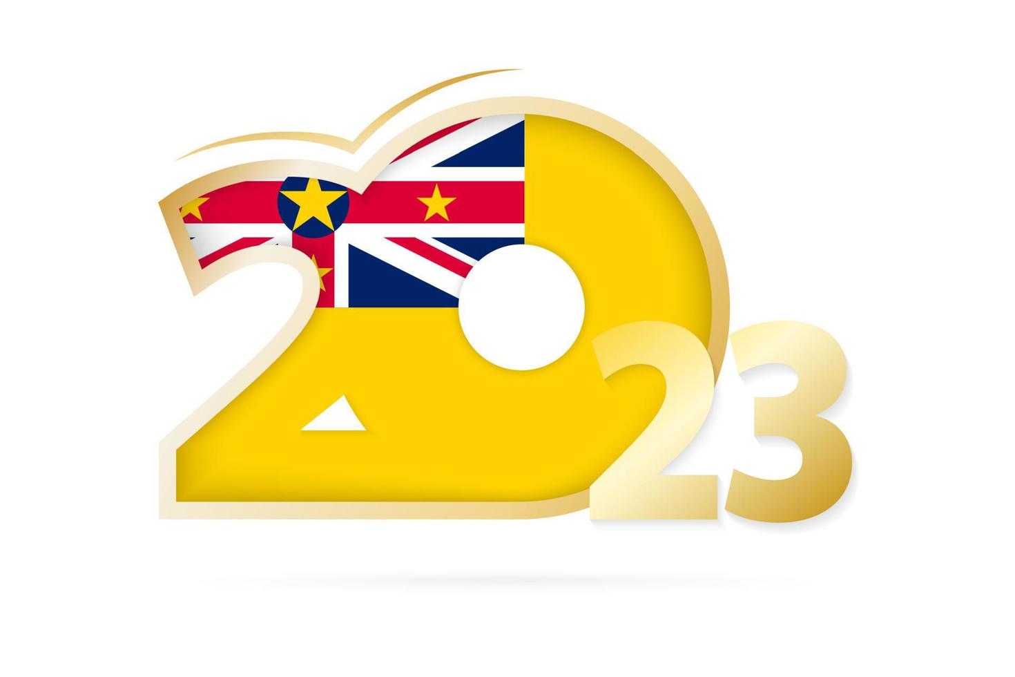 Year 2023 with Niue Flag pattern. vector