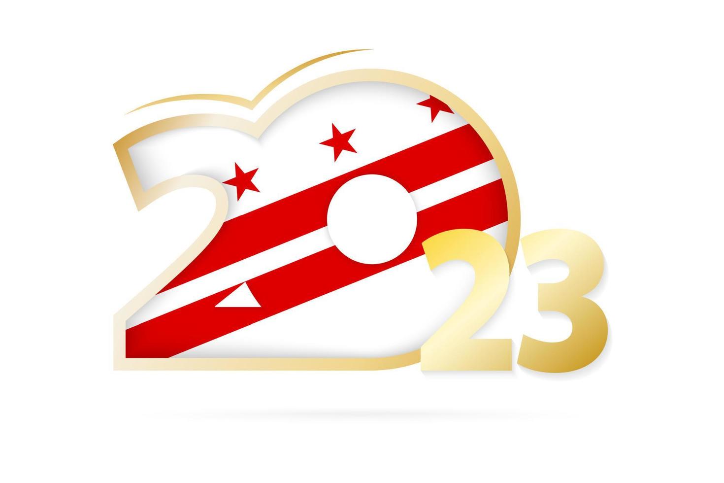 Year 2023 with District of Columbia Flag pattern. vector