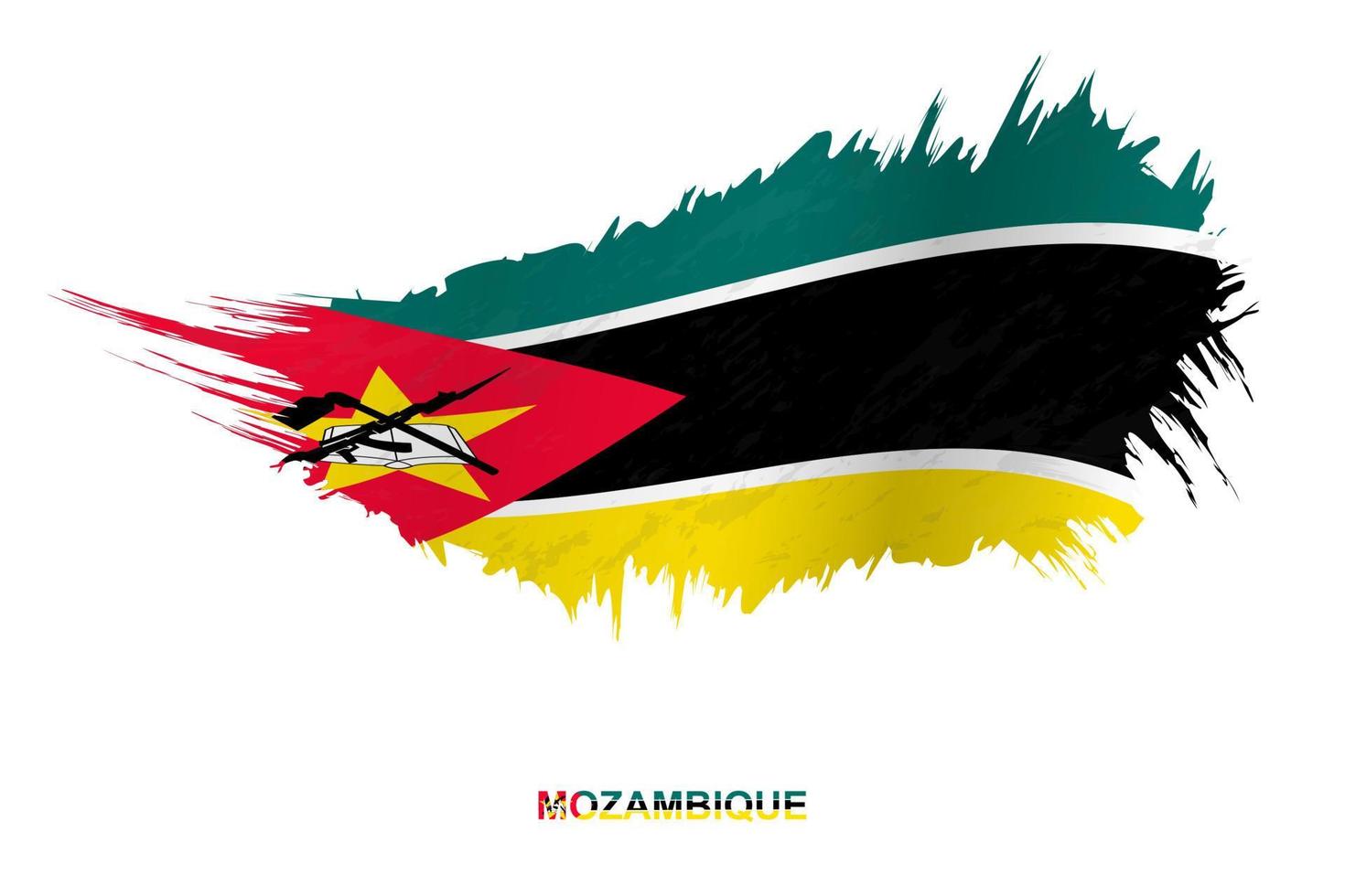 Flag of Mozambique in grunge style with waving effect. vector