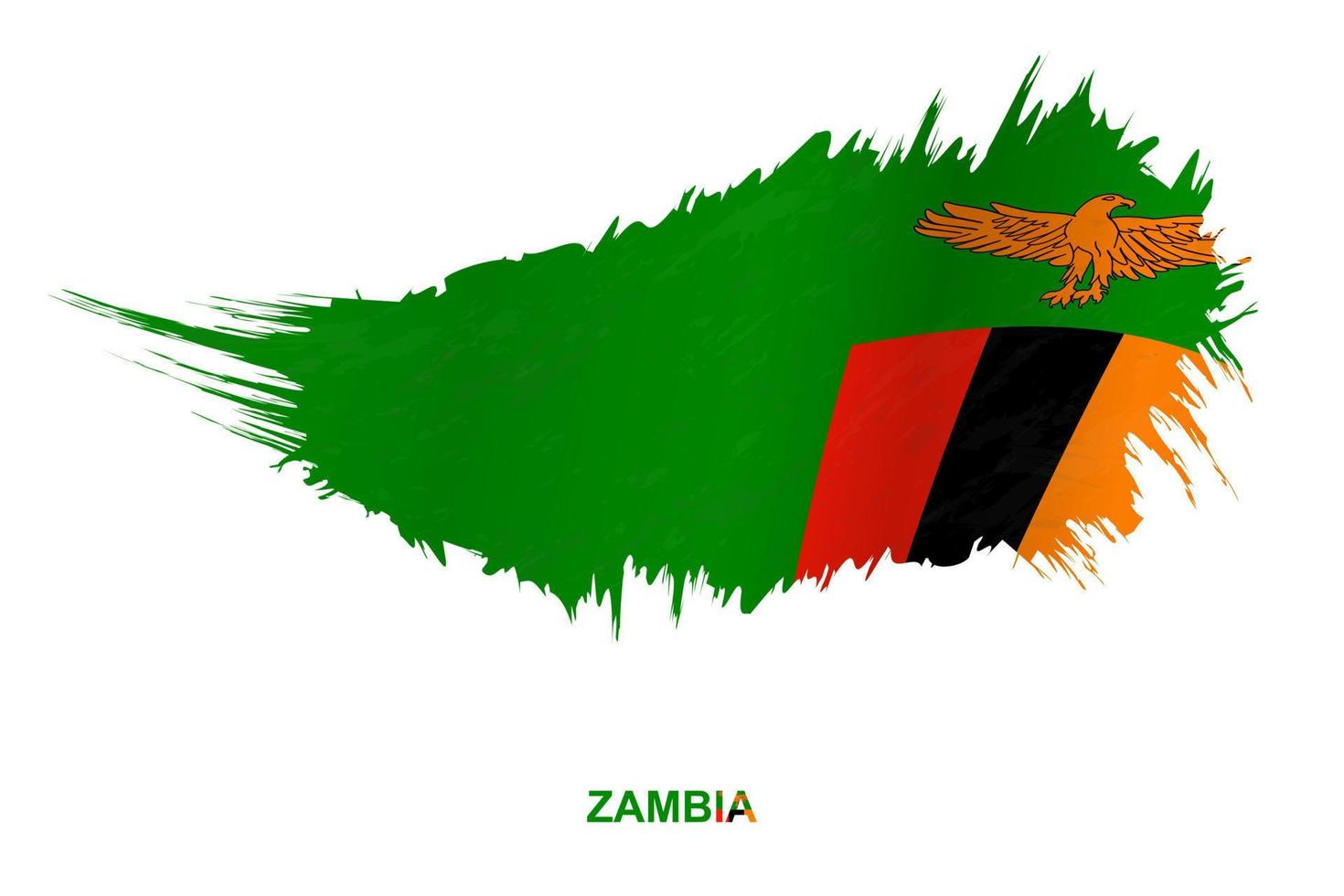 Flag of Zambia in grunge style with waving effect. vector