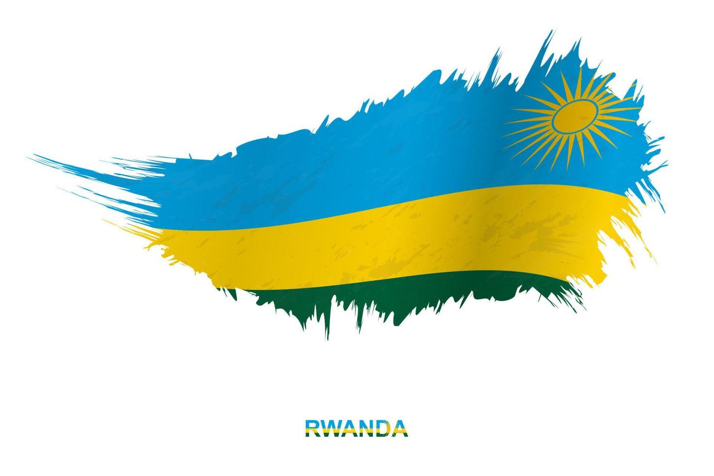 Flag of Rwanda in grunge style with waving effect. vector