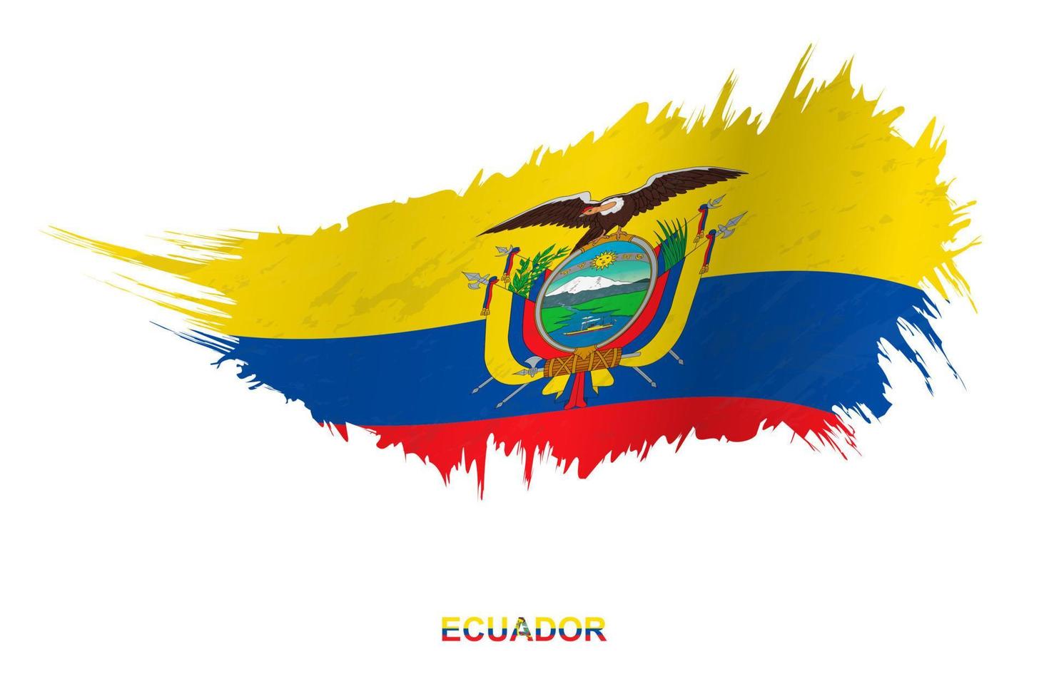 Flag of Ecuador in grunge style with waving effect. vector