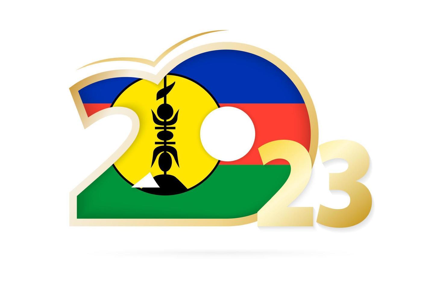 Year 2023 with New Caledonia Flag pattern. vector