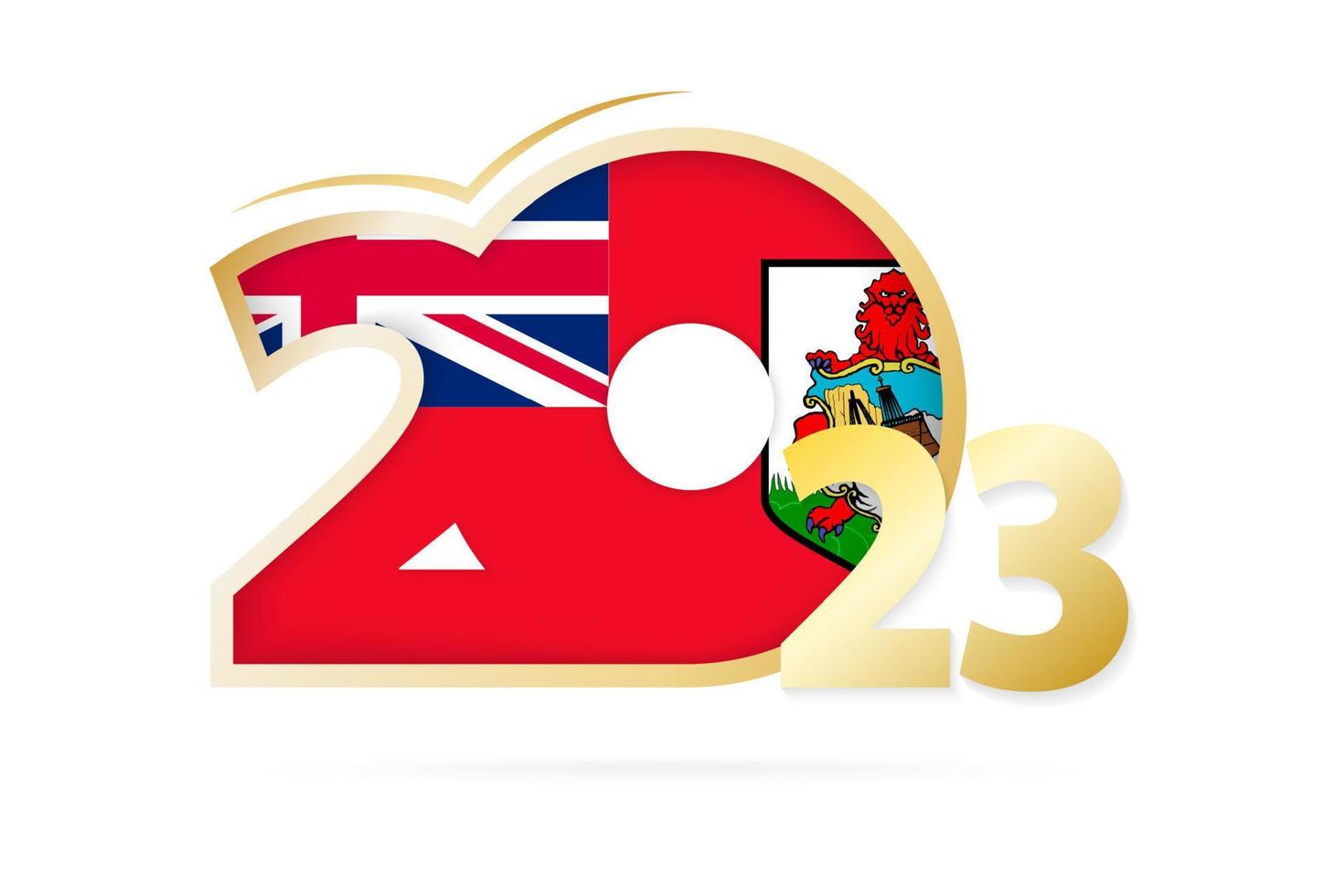 Year 2023 with Bermuda Flag pattern. vector