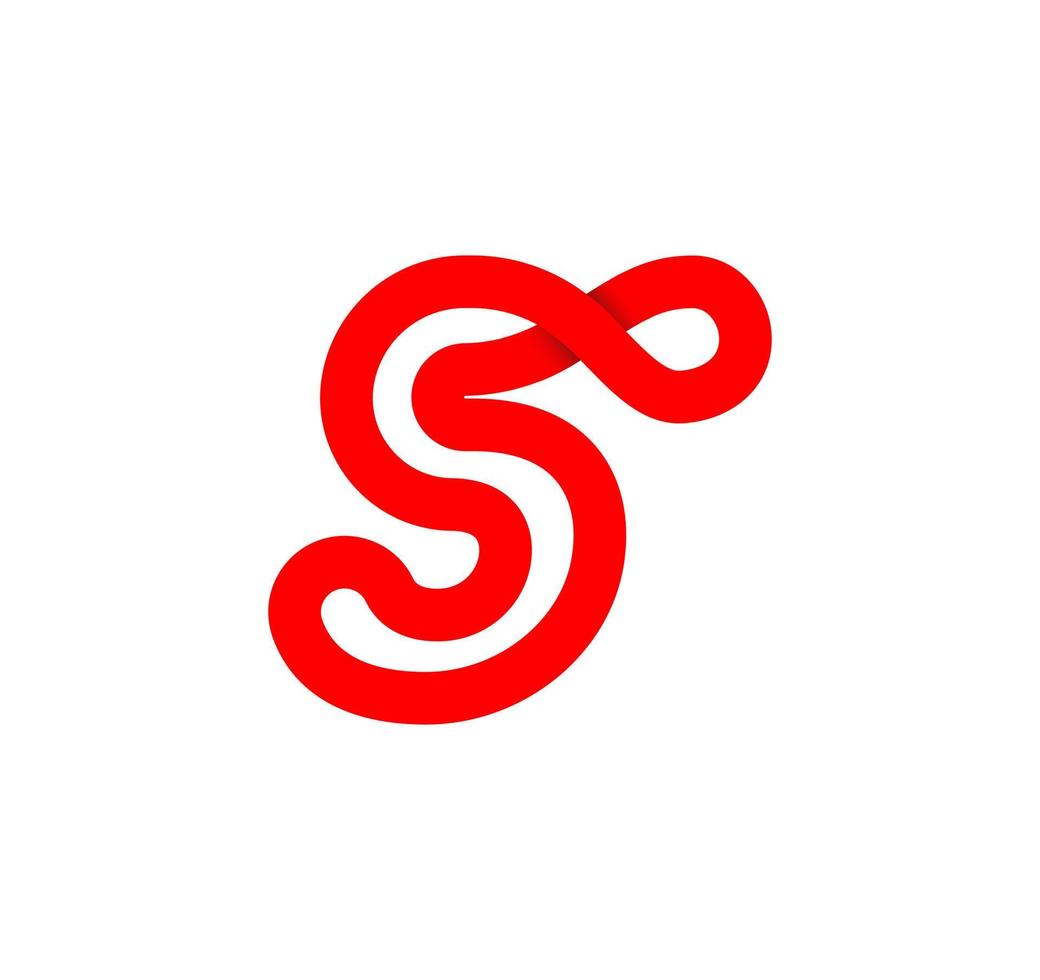 Number five infinity sign. Cyclic 5 red letter. Modern natural endless loop. Futuristic logo corporate design. vector