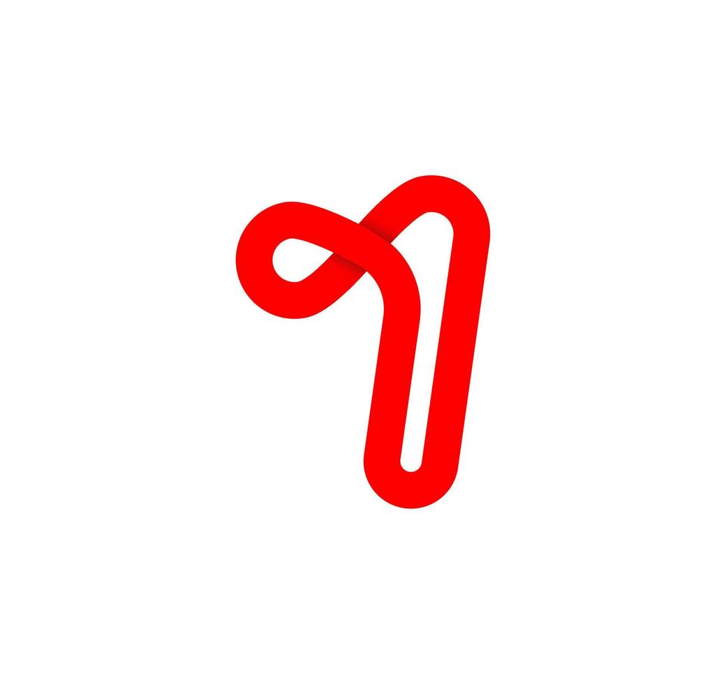 signo de infinito número uno. cíclico 1 letra roja. bucle sin fin natural moderno. diseño corporativo de logo futurista. vector