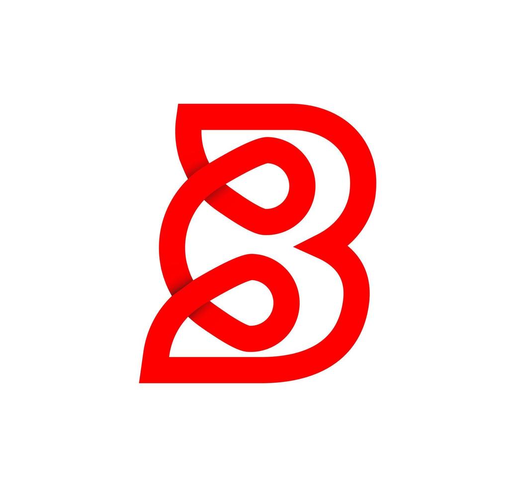 letra b signo infinito. letra roja cíclica b. bucle sin fin natural moderno. diseño corporativo de logo futurista. vector