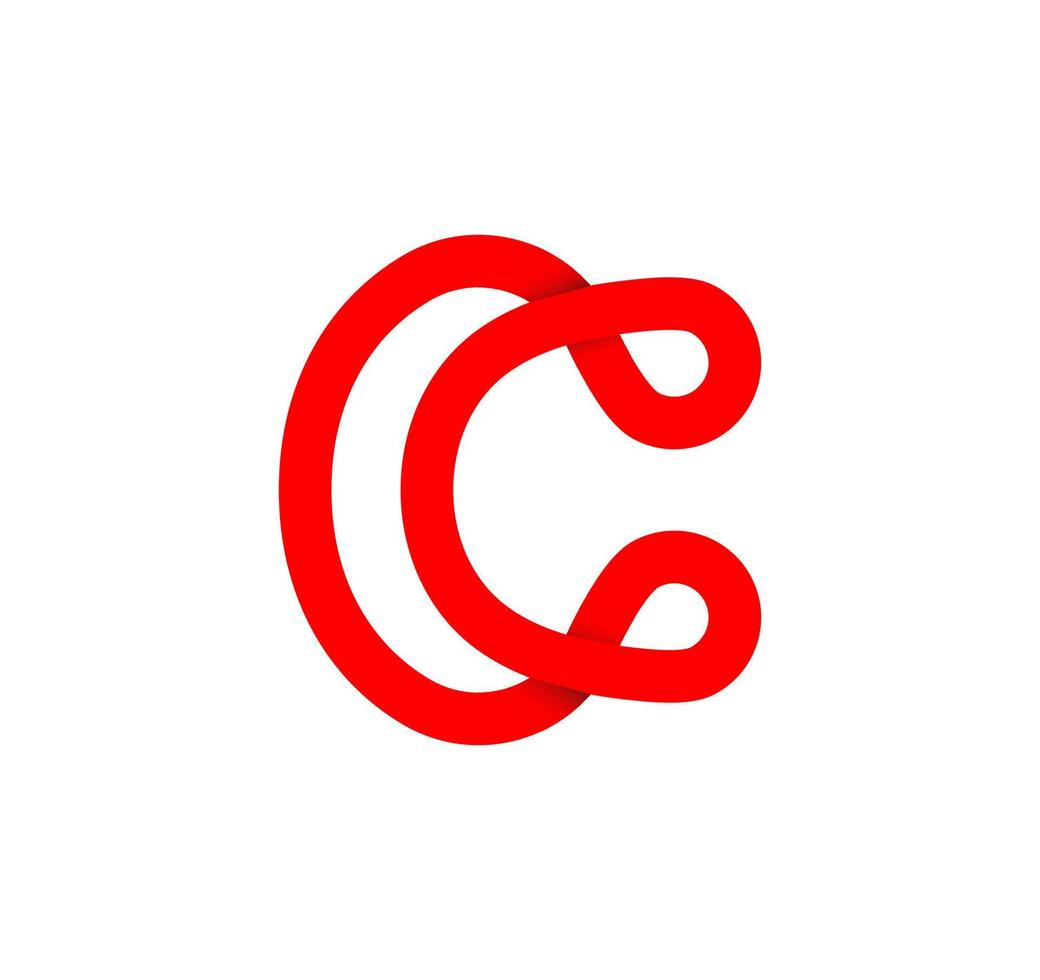 Letter C infinity sign. Cyclic red letter C. Modern natural endless loop. Futuristic logo corporate design. vector