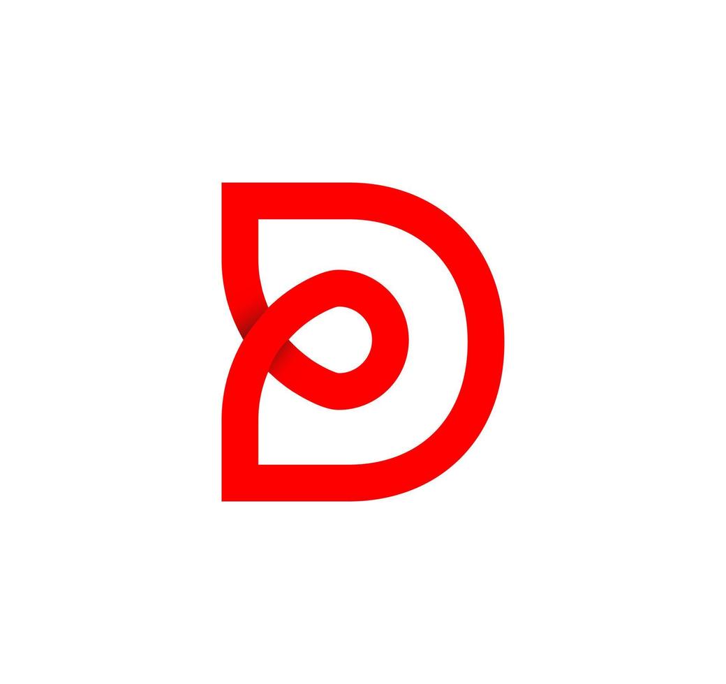 letra d signo infinito. letra roja cíclica d. bucle sin fin natural moderno. diseño corporativo de logo futurista. vector