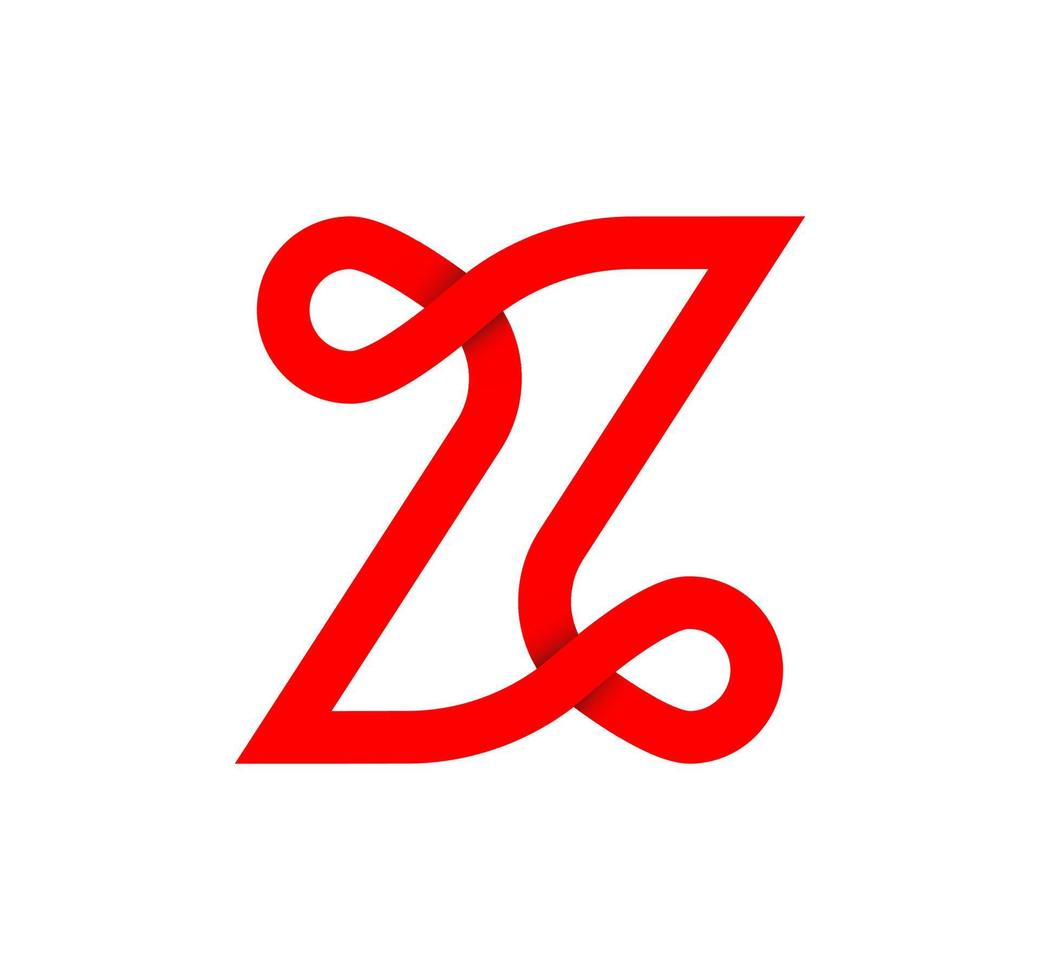 letra z signo infinito. letra roja cíclica z. bucle sin fin natural moderno. diseño corporativo de logo futurista. vector