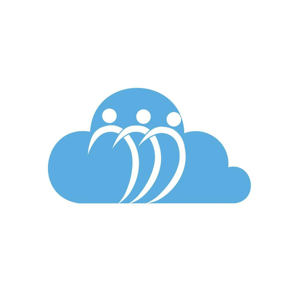 logotipo abstracto de la nube comunitaria. logotipo de gente feliz. símbolo de trabajo en equipo. logotipo sociales. icono de personas de asociación. vector