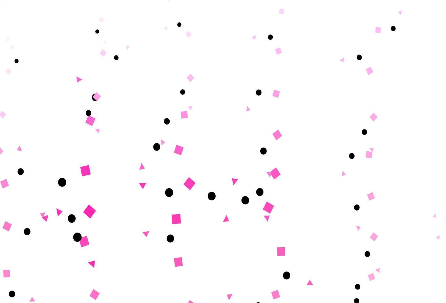 Fondo de vector rosa claro con triángulos, círculos, cubos.