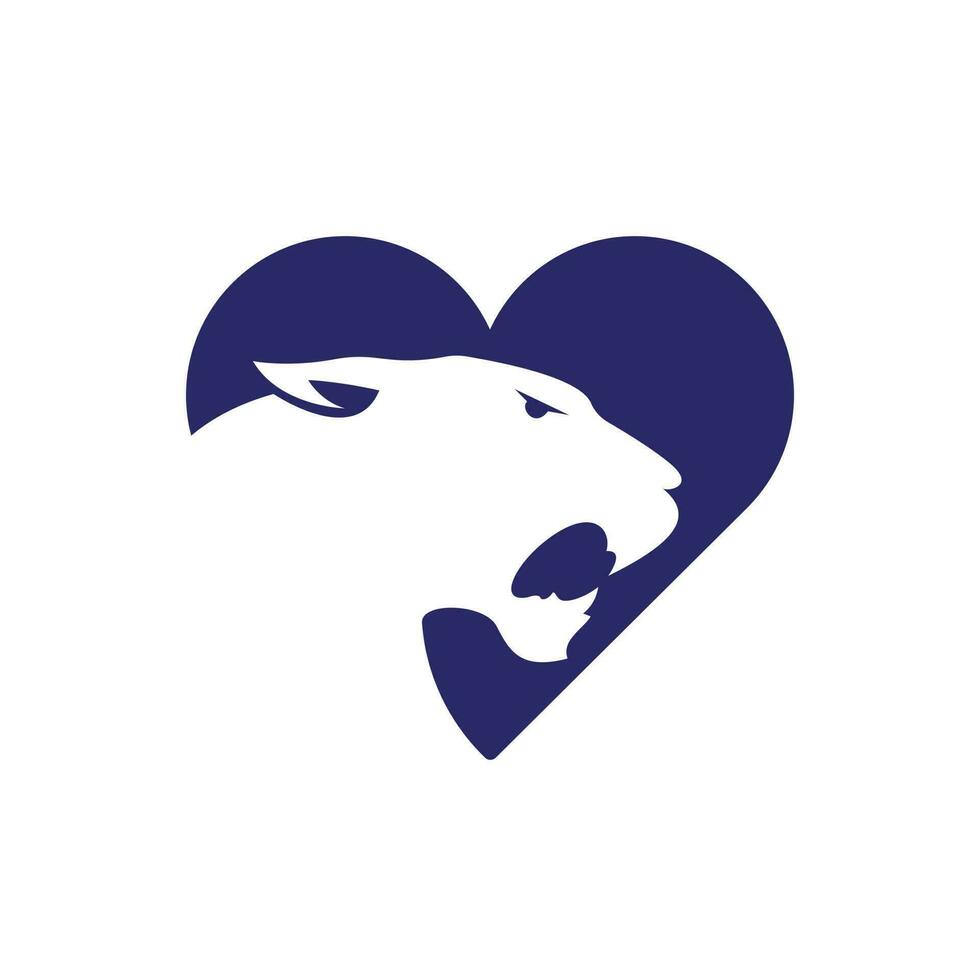 Tiger heart shape logo template design vector icon illustration.