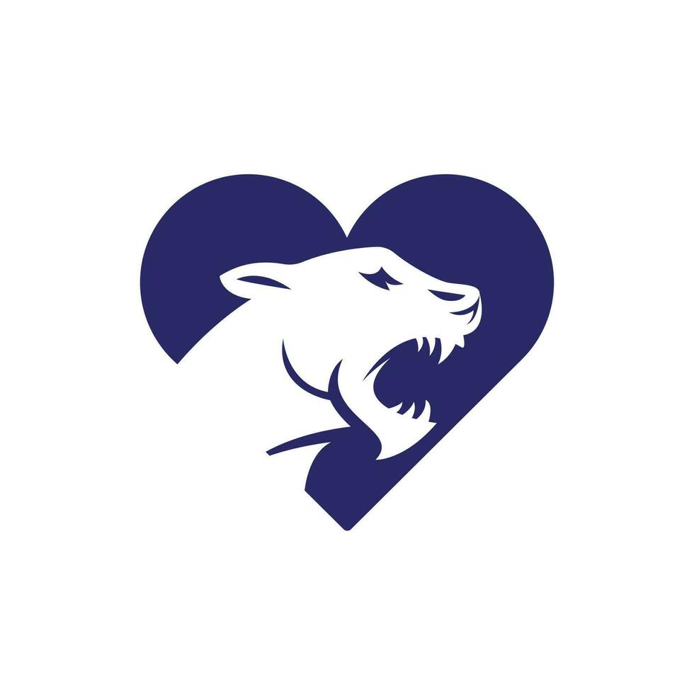 Tiger heart shape logo template design vector icon illustration.
