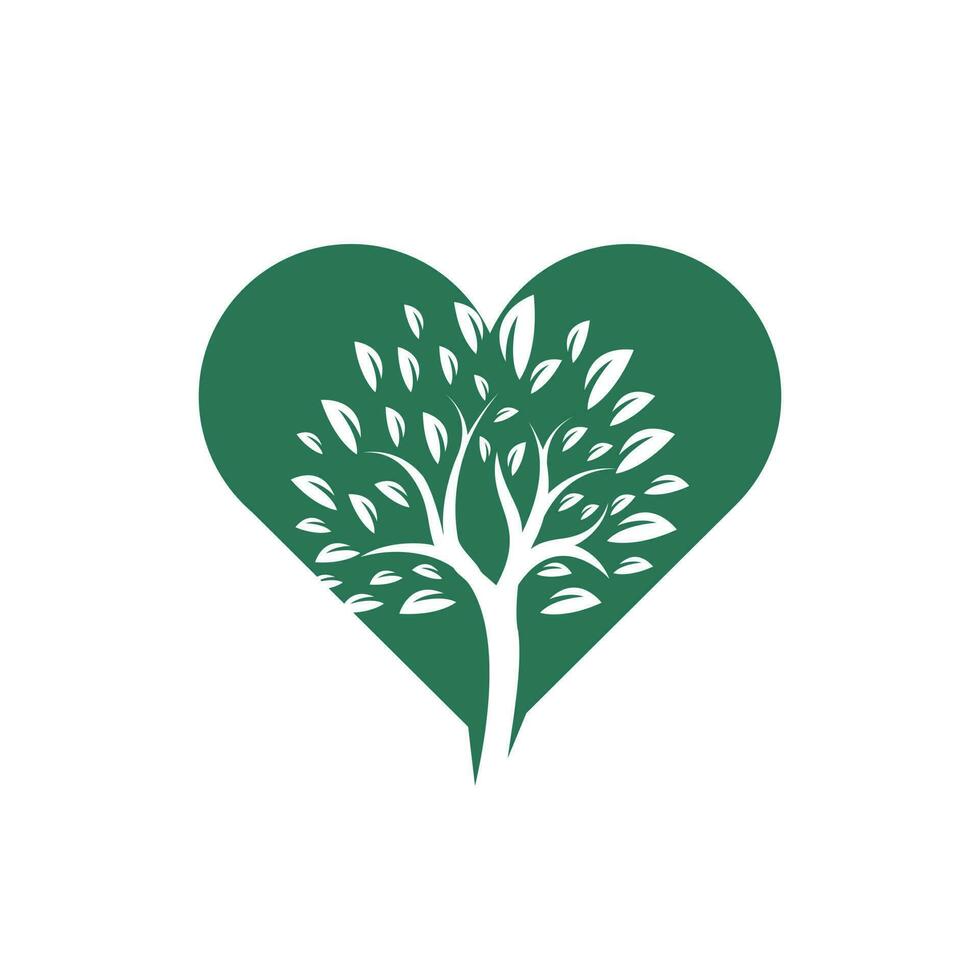 diseño del logotipo del corazón del árbol. plantilla de diseño de logotipo de salud y atención. vector