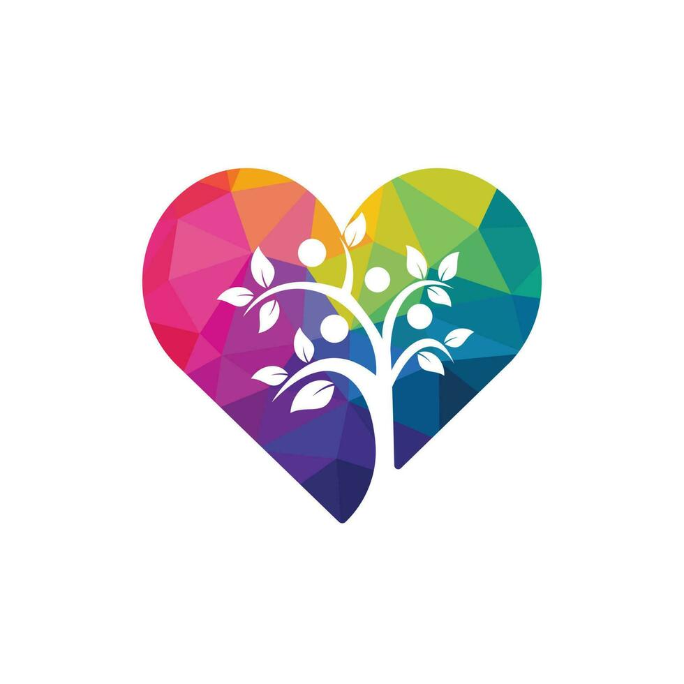 Human Tree and heart logo design. Healthy people tree logo. vector