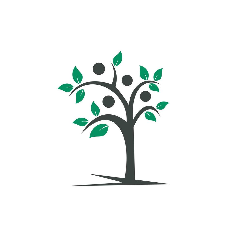Human Tree Logo Design. Healthy People Tree Logo. vector