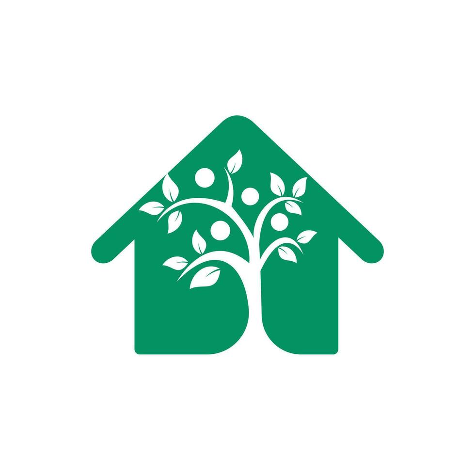 Human Tree and house logo design. Healthy people tree logo. vector