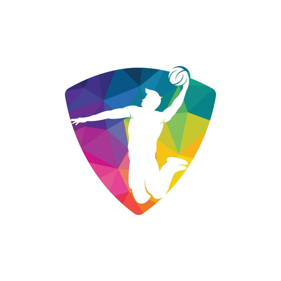 Basketball Sport vector logo design. Basketball player slam dunk design vector.