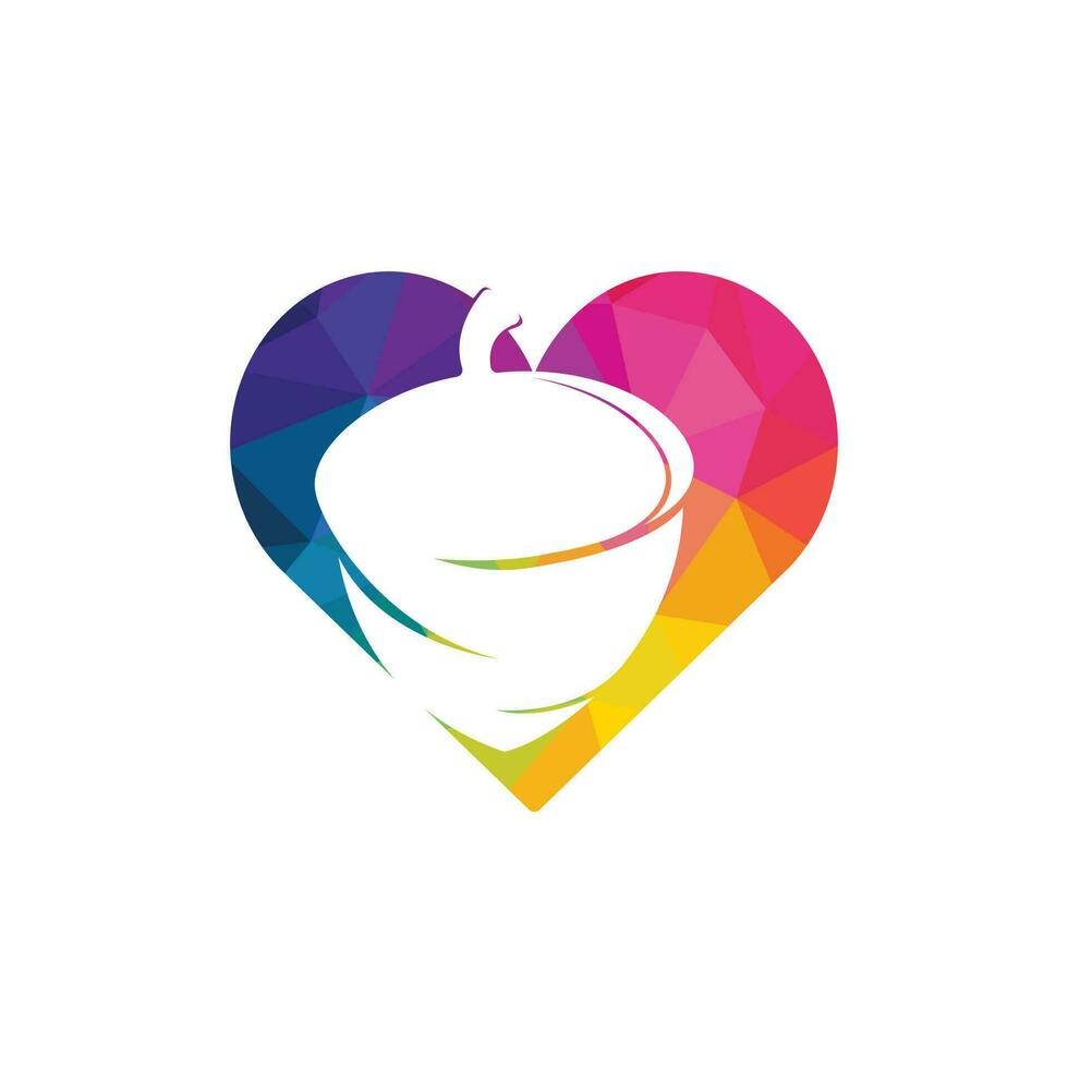 plantilla de diseño de logotipo de forma de corazón de bellota creativa. diseño de logotipo de vector de amor de otoño.