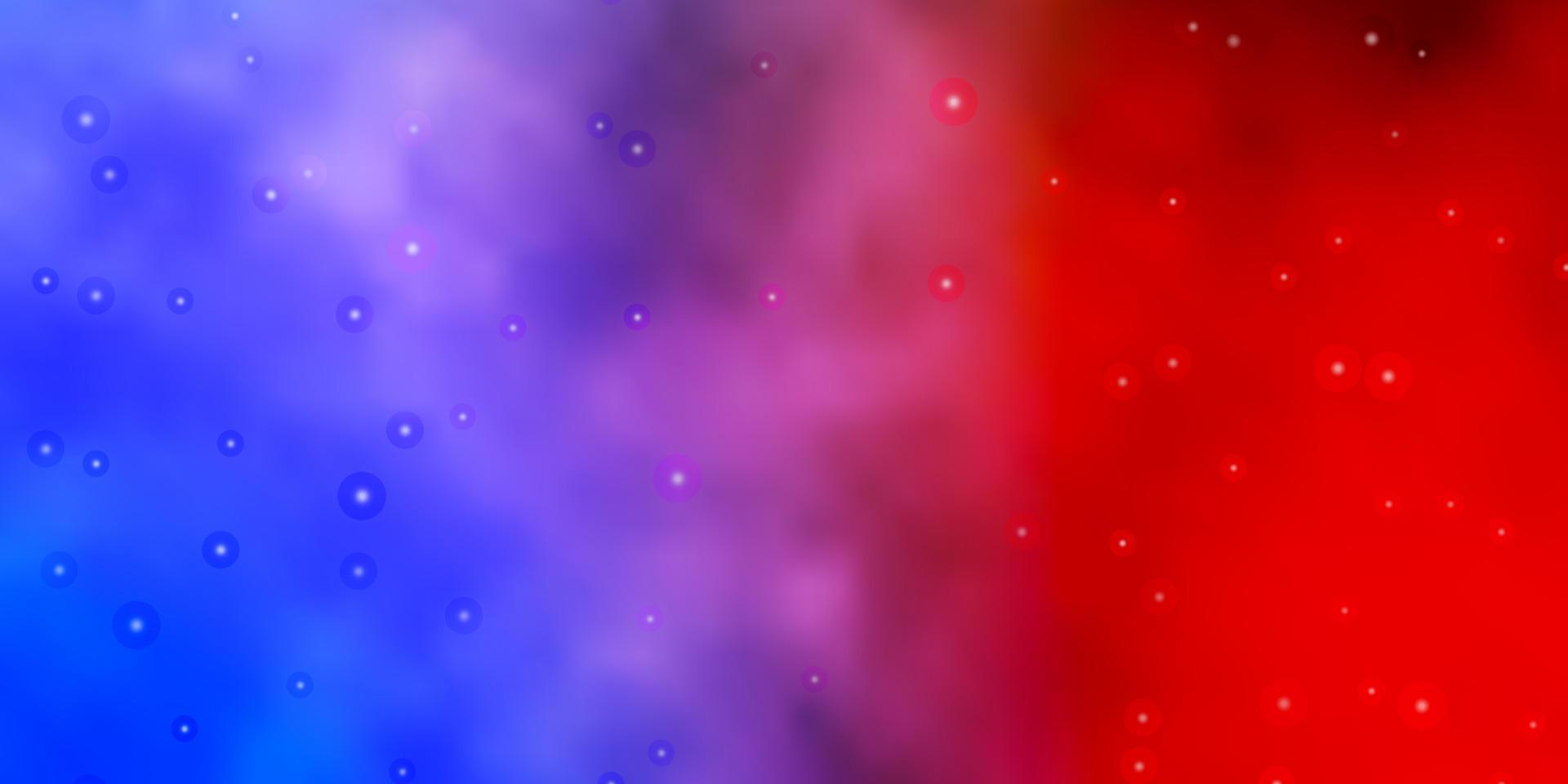 Fondo de vector azul claro, rojo con estrellas pequeñas y grandes.