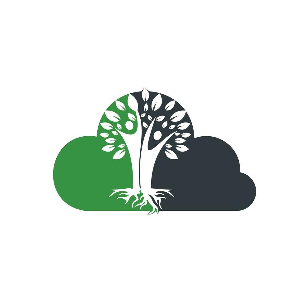 árbol genealógico y diseño de logotipo en forma de nube de raíces. diseño del logotipo del icono del símbolo del árbol genealógico vector
