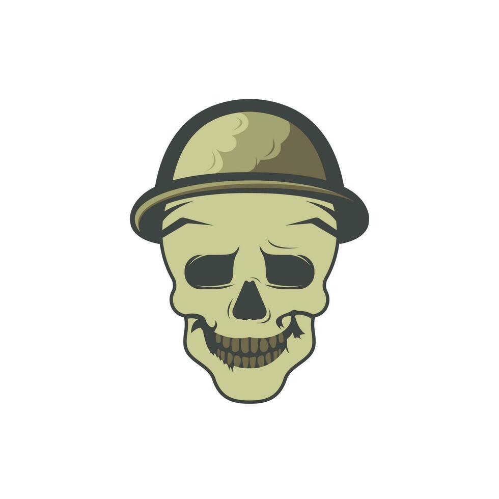 Skull in soldier helmet vector logo design.