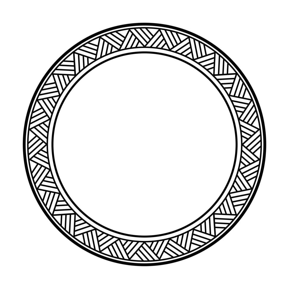 diseño de marco de borde redondo geométrico maorí redondo. en blanco y negro vector