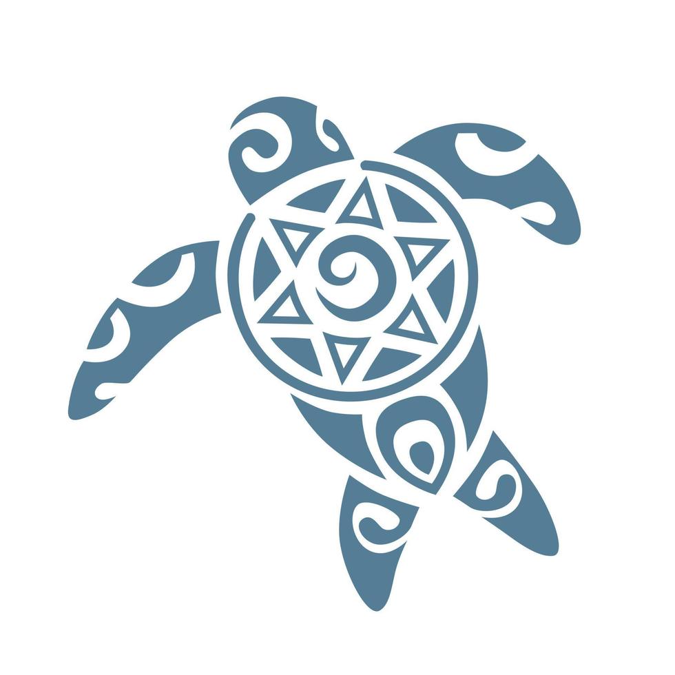 tortuga de estilo boho tribal étnica polinesia maorí. concepto de diseño gráfico del logotipo de tortuga. elemento de tortuga marina editable, se puede utilizar como logotipo, icono, plantilla en web e impresión vector