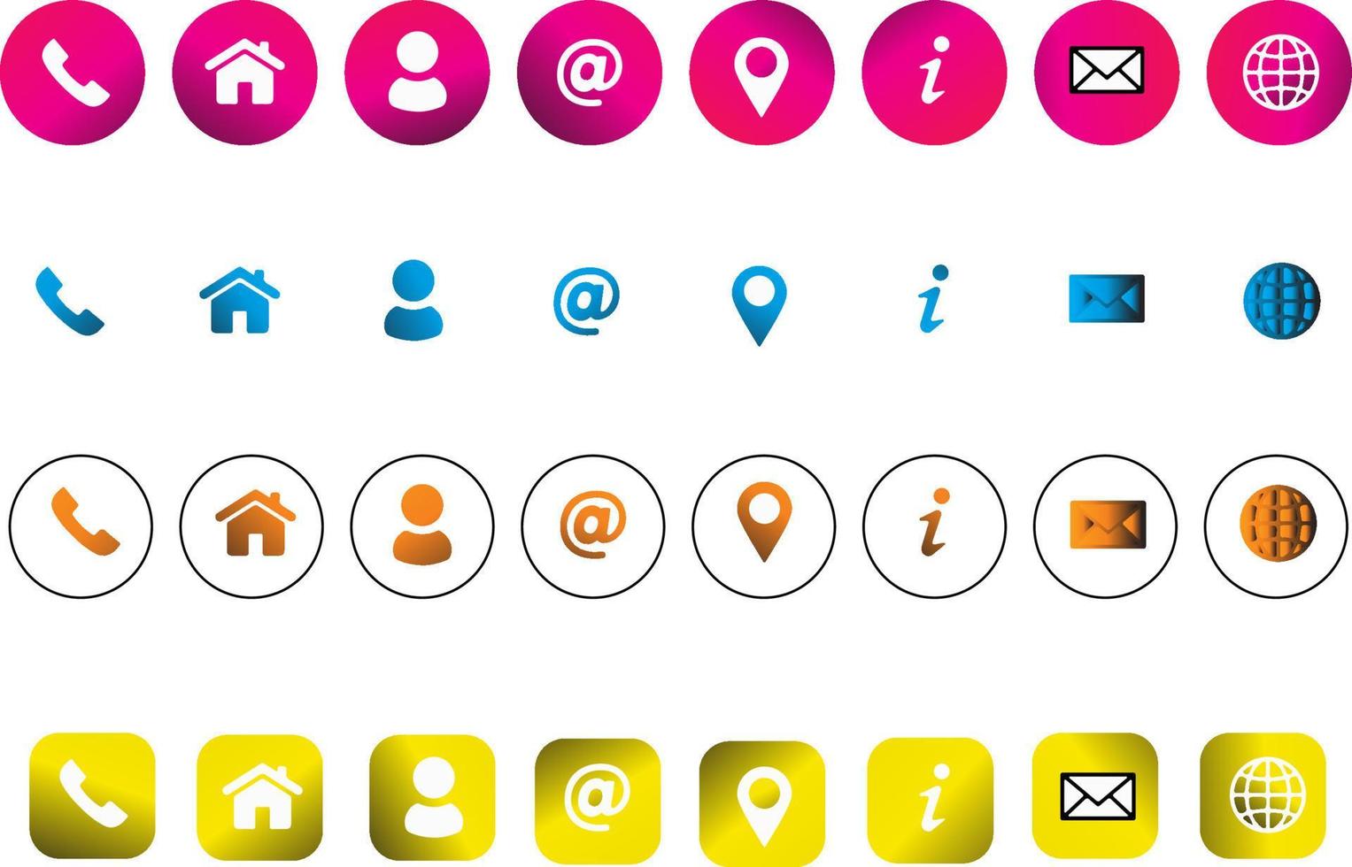 paquete de iconos para el sitio web de color degradado vector