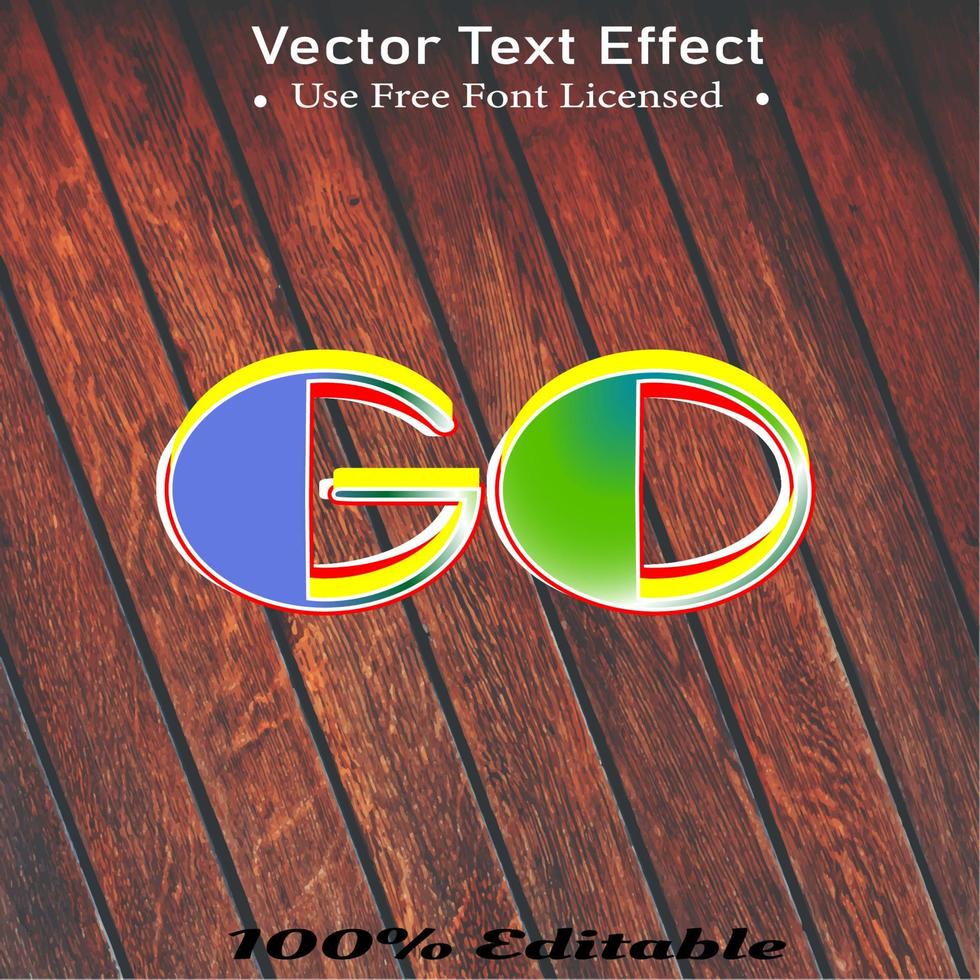 efek teks GO kayu vector
